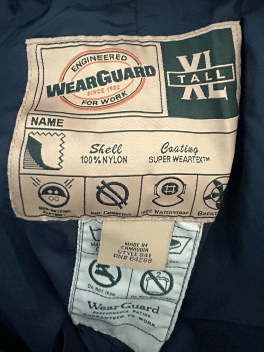 WEARGUARD, Engineered for Work Rainwear Navy Waterproof, Breathable XL Tall Pant - Picture 7 of 9
